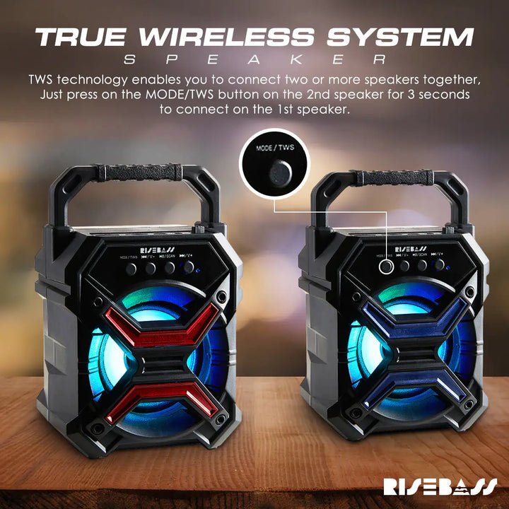 Portable Wireless Bluetooth Speaker with TWS Function - Rechargeable Bluetooth Speaker - LES flashing Lights